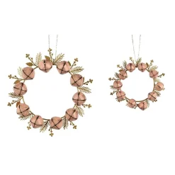 KAEMINGK Lot de 2 suspensions en métal (D19 cm) Couronne de clochettes et or Rose Discount