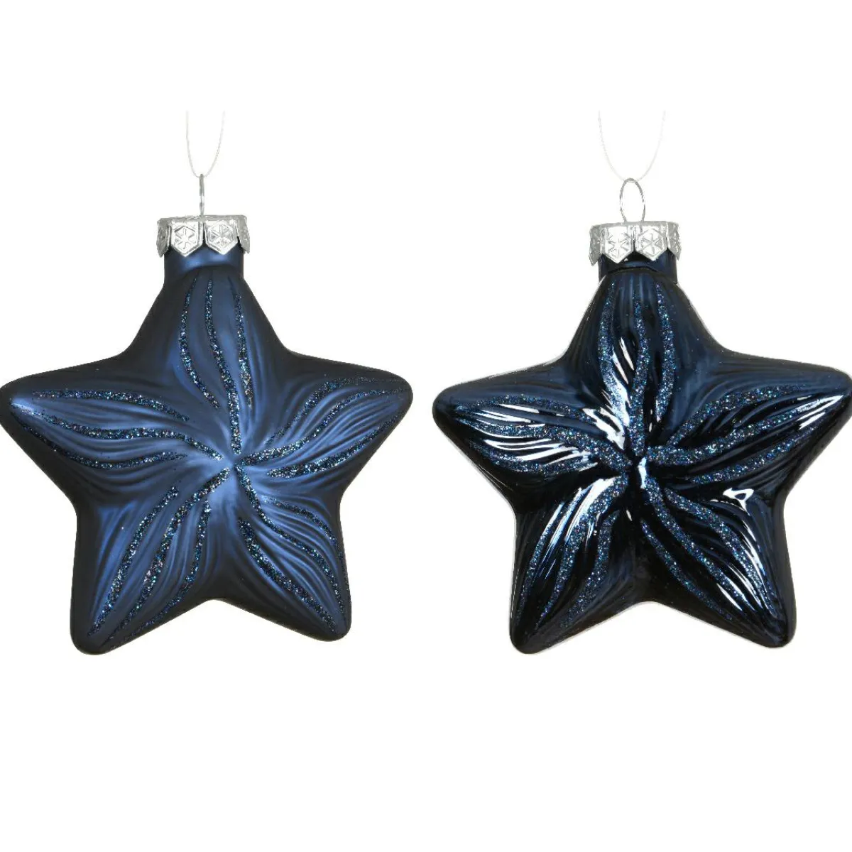 KAEMINGK Lot de 2 suspensions en verre (H10 cm) Étoiles Céleste Bleu Bleu nuit
