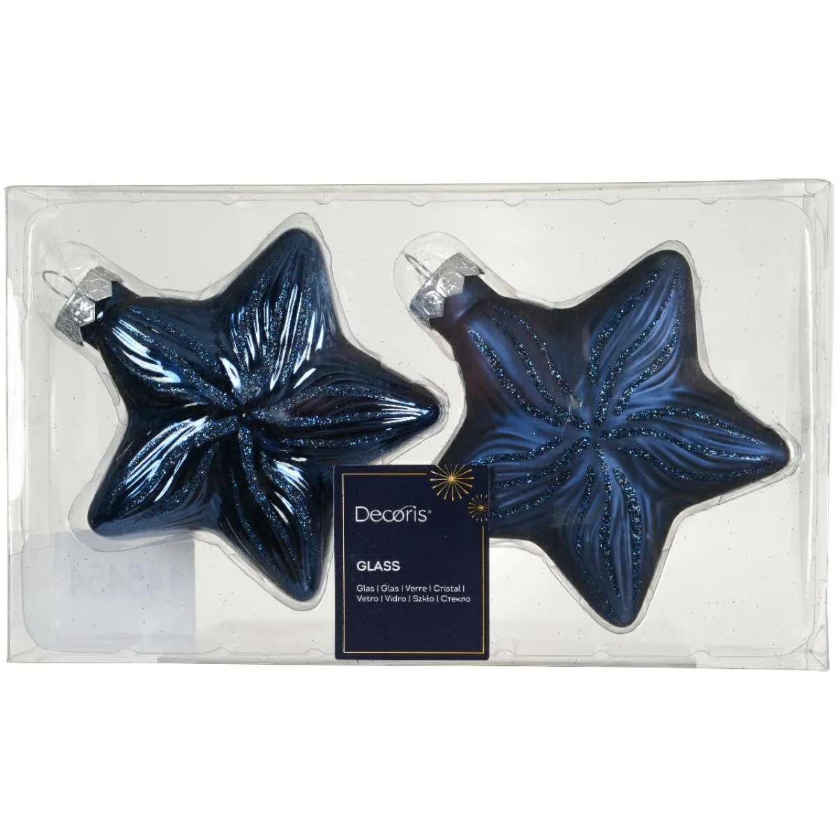 KAEMINGK Lot de 2 suspensions en verre (H10 cm) Étoiles Céleste Bleu Bleu nuit