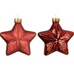 KAEMINGK Lot de 2 suspensions en verre (H10 cm) Étoiles Céleste Rouge Best
