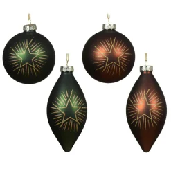 KAEMINGK Lot de 12 suspensions en verre (D80 mm) Gouttes et Boules Vert et expresso Vert sapin Sale