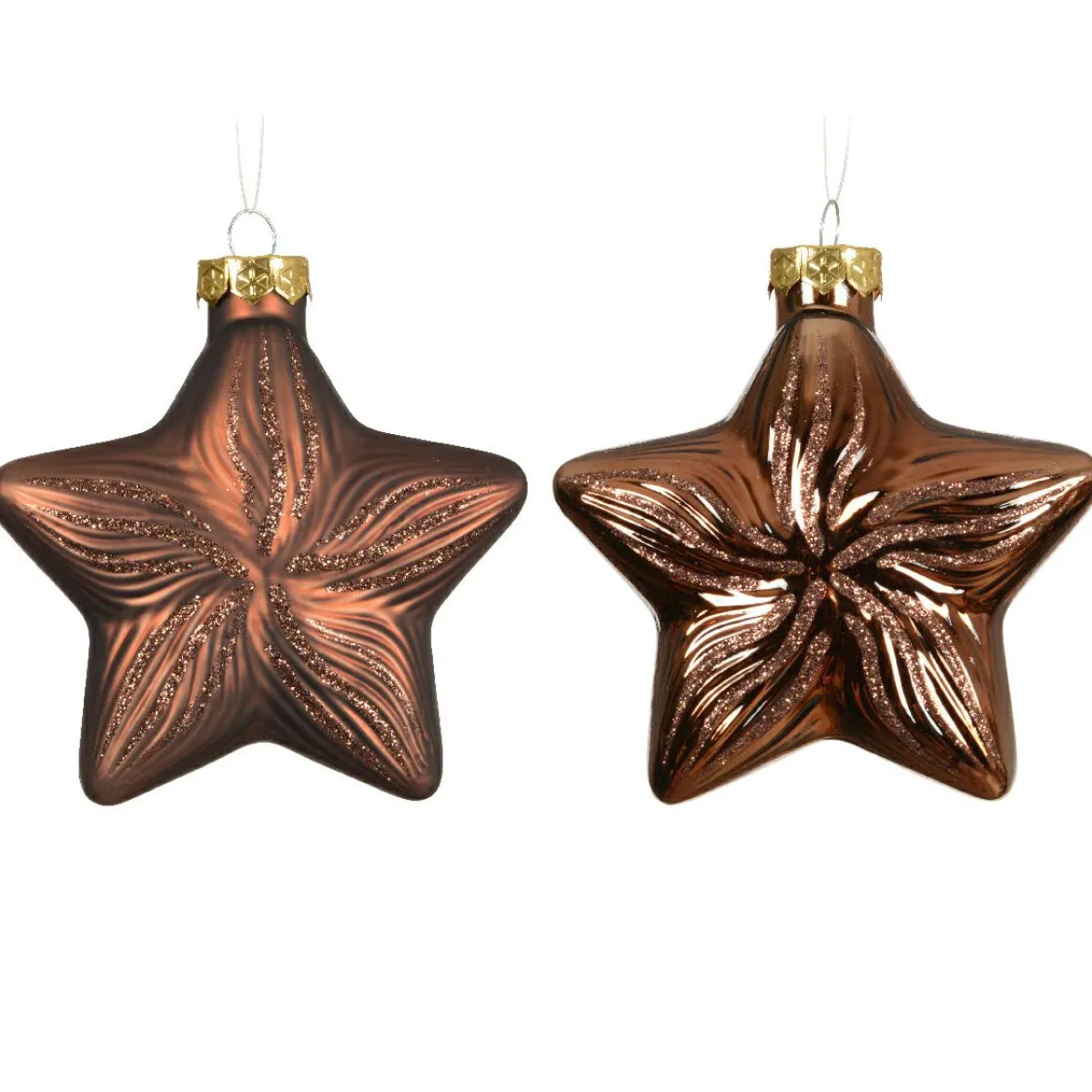 KAEMINGK Lot de 2 suspensions en verre (H10 cm) Étoiles Céleste Brun café Hot