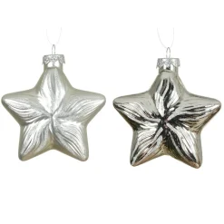 KAEMINGK Lot de 2 suspensions en verre (H10 cm) Étoiles Céleste Argent Outlet