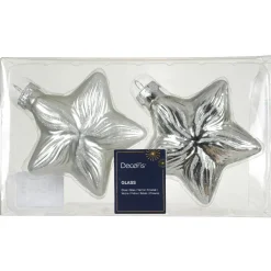 KAEMINGK Lot de 2 suspensions en verre (H10 cm) Étoiles Céleste Argent Outlet