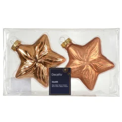KAEMINGK Lot de 2 suspensions en verre (H10 cm) Étoiles Céleste Cognac Clearance