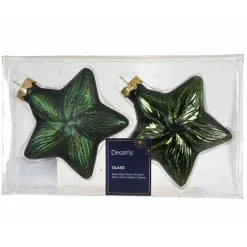KAEMINGK Lot de 2 suspensions en verre (H10 cm) Étoiles Céleste Vert Pin Vert sapin Discount