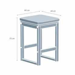 MOBELLIA Lot de 2 tabourets hauts de jardin en bois d'acacia Bornéo Gris Anthracite New