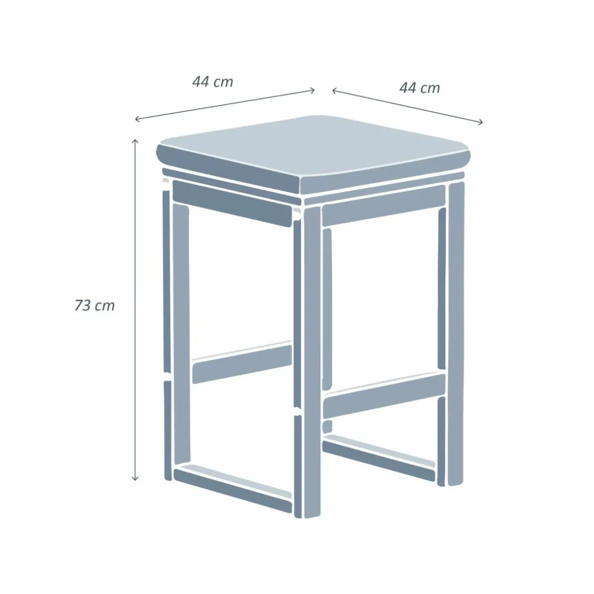 MOBELLIA Lot de 2 tabourets hauts de jardin en bois d'acacia Bornéo Gris Anthracite New