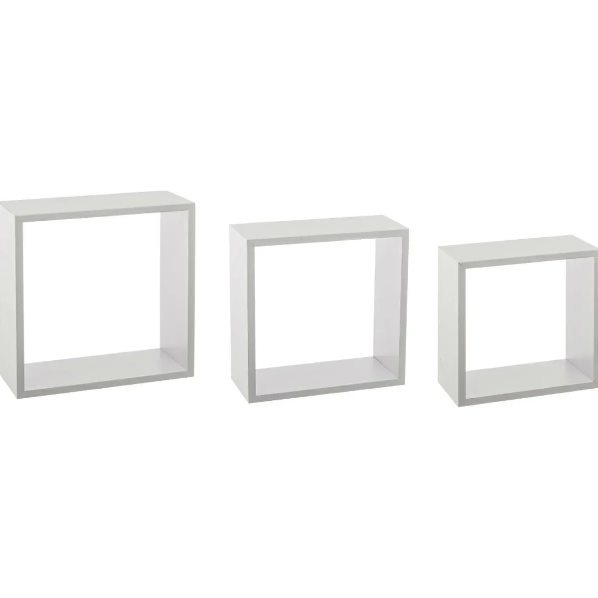 ATMOSPHERA Lot de 3 étagères bois (H24-27-30 cm) Cube Blanc New