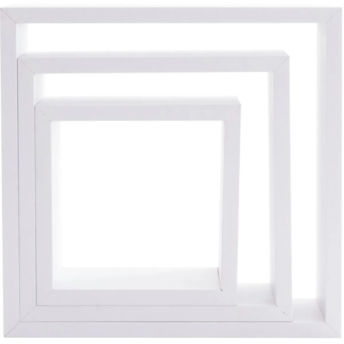 ATMOSPHERA Lot de 3 étagères bois (H24-27-30 cm) Cube Blanc New