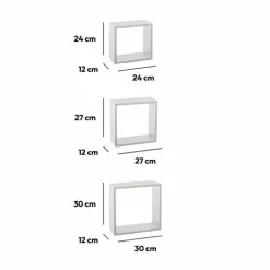ATMOSPHERA Lot de 3 étagères bois (H24-27-30 cm) Cube Blanc New