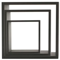 ATMOSPHERA Lot de 3 étagères bois (H15-20-25 cm) Cube Noir Sale