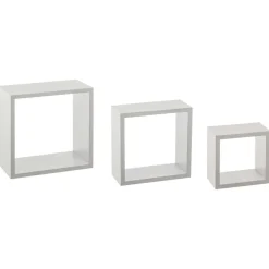 ATMOSPHERA Lot de 3 étagères bois (H15-20-25 cm) Cube Blanc Best