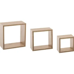 ATMOSPHERA Lot de 3 étagères (H15-20-25 cm) Cube Naturel Bois Discount
