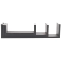 ATMOSPHERA Lot de 3 étagères murales en bois (L22-32-42 cm) Bord Noir Hot