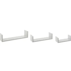 ATMOSPHERA Lot de 3 étagères murales en bois (L22-32-42 cm) Bord Blanc Hot