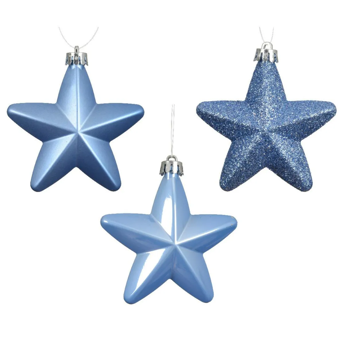 KAEMINGK Lot de 6 étoiles de Noël à suspendre (H7 cm) Alpine Bleu Ciel Sale