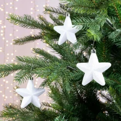 KAEMINGK Lot de 6 étoiles de Noël à  suspendre (H7 cm) Alpine Blanc New