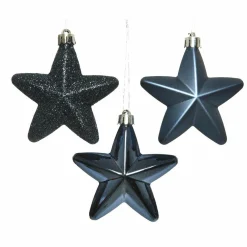 KAEMINGK Lot de 6 étoiles de Noël à suspendre (H7 cm) Alpine Bleu nuit Outlet