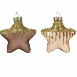 KAEMINGK Lot de 2 étoiles de Noël à suspendre en verre (H10 cm) Arctique Brun café Hot