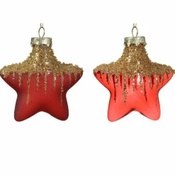 KAEMINGK Lot de 2 étoiles de Noël à suspendre en verre (H10 cm) Arctique Rouge Best