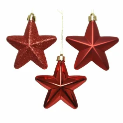 KAEMINGK Lot de 6 étoiles de Noël à  suspendre (H7 cm) Alpine Rouge Outlet