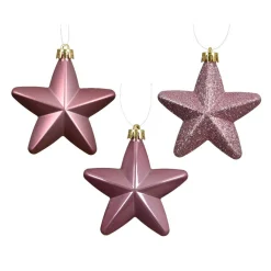 KAEMINGK Lot de 6 étoiles de Noël à suspendre (H7 cm) Alpine Vieux rose Discount