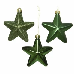 KAEMINGK Lot de 6 étoiles de Noël à suspendre (H7 cm) Alpine Vert sapin Discount