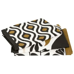 Atmosphera, cru017dateur d'intu017drieur Lot de 3 torchons coton (45 x 70 cm) Twist Noir Outlet
