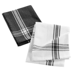 DOUCEUR D'INTERIEUR Lot de 2 torchons coton recyclé Cuisiline Gris Anthracite Best