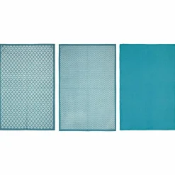 ATMOSPHERA Lot de 3 torchons Geom Bleu canard