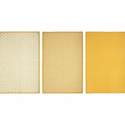 ATMOSPHERA Lot de 3 torchons Geom Jaune ocre Online