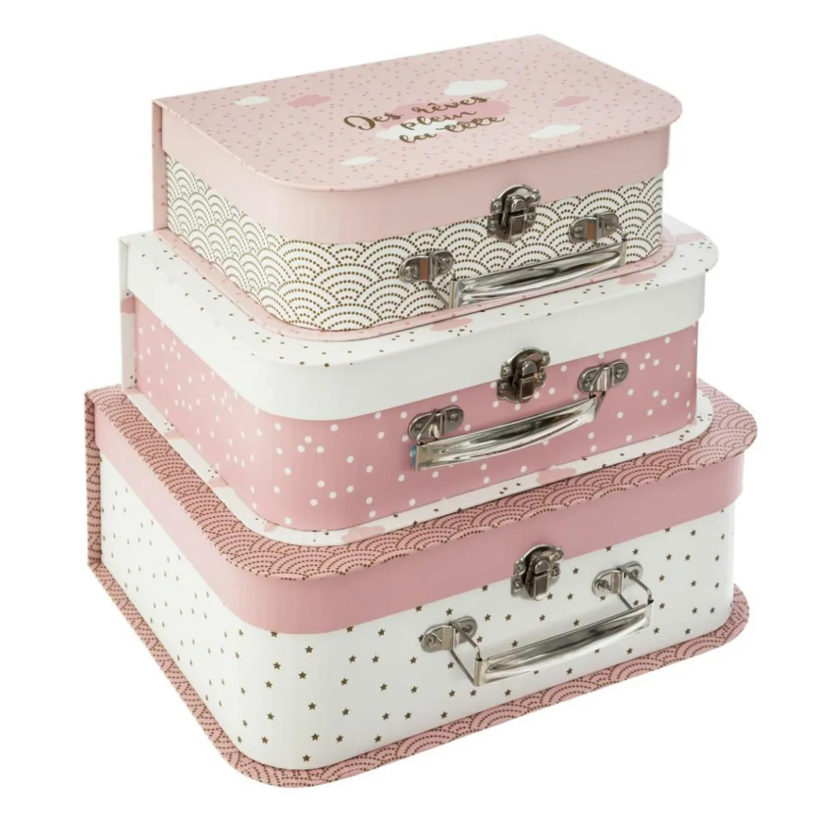 Atmosphera createur d'interieur for kids Lot de 3 valises gigognes enfant Douceur Rose Discount