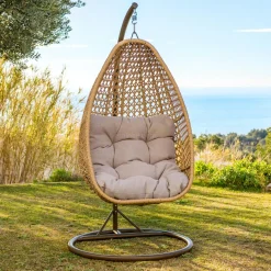 MOBELLIA Loveuse suspendue en résine tressée Coral Naturel Best