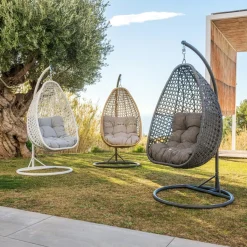 MOBELLIA Loveuse suspendue en résine tressée Coral Naturel Best