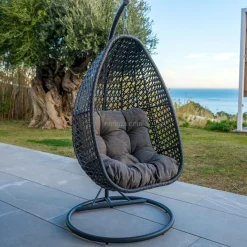 MOBELLIA Loveuse suspendue en résine tressée Coral Gris Anthracite Clearance