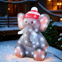 EMINZA Éléphant lumineux 70 LED (H46 cm) Lulu Blanc froid
