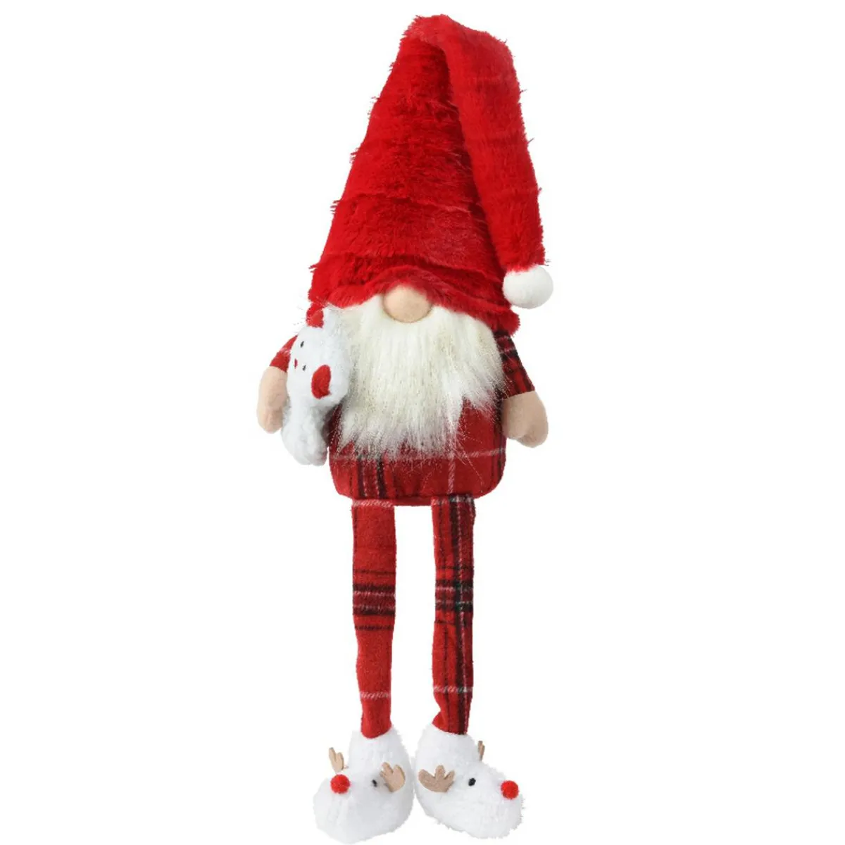 KAEMINGK Lutin de Noël à asseoir (H73 cm) Tilki Dormeur en pyjama bonnet Rouge Hot