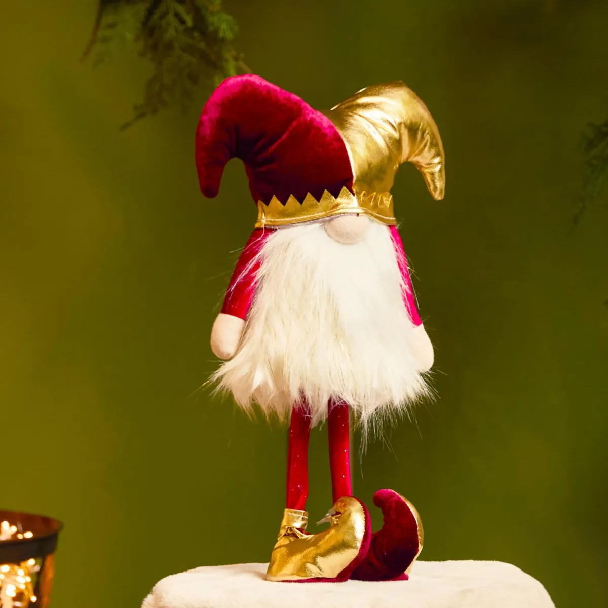 KAEMINGK Lutin de Noël debout (H39 cm) Arlequin et doré Bordeaux Clearance