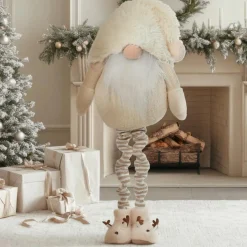 KAEMINGK Lutin de Noël Géant (H122 cm) Gaston mignon crème Blanc Hot