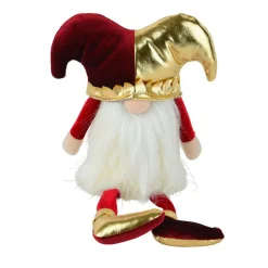 KAEMINGK Lutin de Noël jambes souples (H39 cm) Arlequin et doré Bordeaux Online