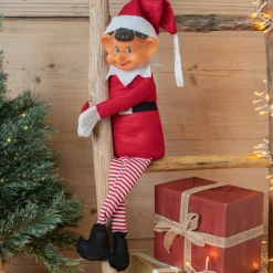 CHRISTMAS DREAM Lutin farceur (H65 cm) Emile les mains scratchées Rouge Clearance
