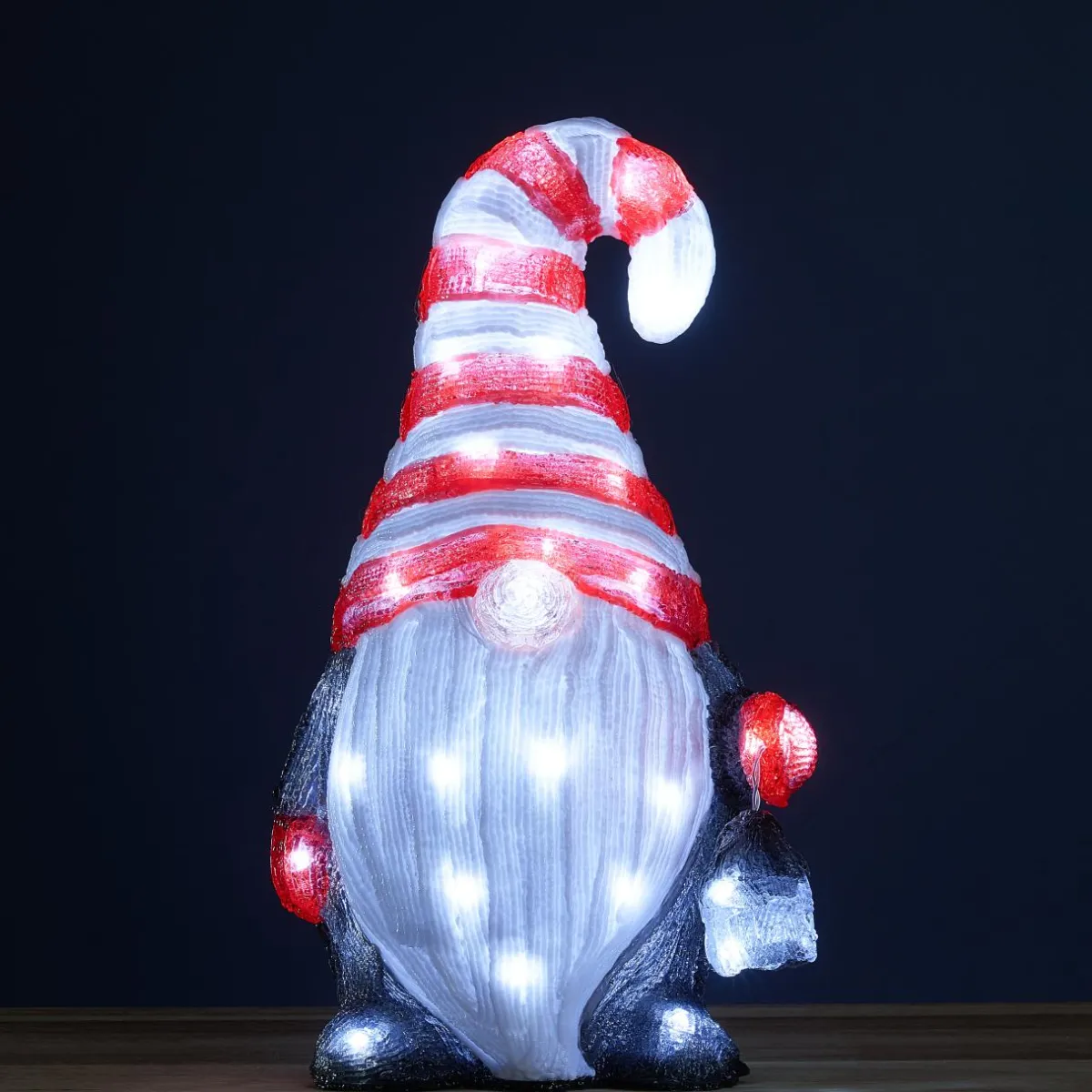 JJA Lutin lumineux solaire 40 LED (H39 cm) Lanterne de nuit Blanc froid Gris New