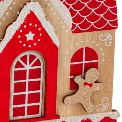 JJA Maison à suspendre en bois (H15 cm) Heureux pain d'épices Rouge Online