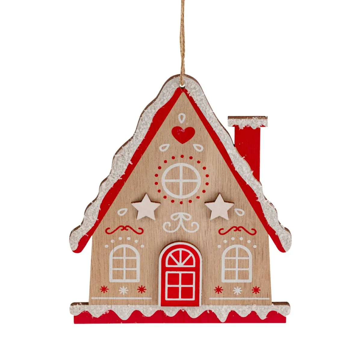 JJA Maison à suspendre en bois (H15 cm) Petit biscuit Rouge Discount