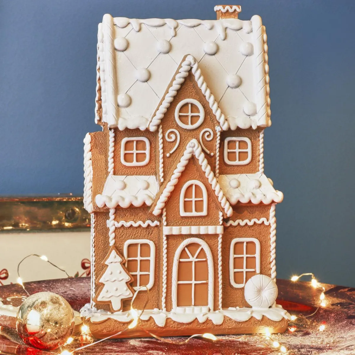 KAEMINGK Maison décorative (H21 cm) Crème anglaise et pain d'épices Marron New