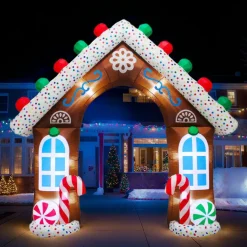 KOOPMAN Maison pain d'épice gonflable et lumineuse (H270 cm) Le Chalet des Douceurs Multicolore Hot