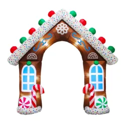 KOOPMAN Maison pain d'épice gonflable et lumineuse (H270 cm) Le Chalet des Douceurs Multicolore Hot