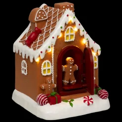 JJA Maisonnette lumineuse, musicale et animée à piles (H16 cm) Joyeux Pain d'épices Multicolore Hot