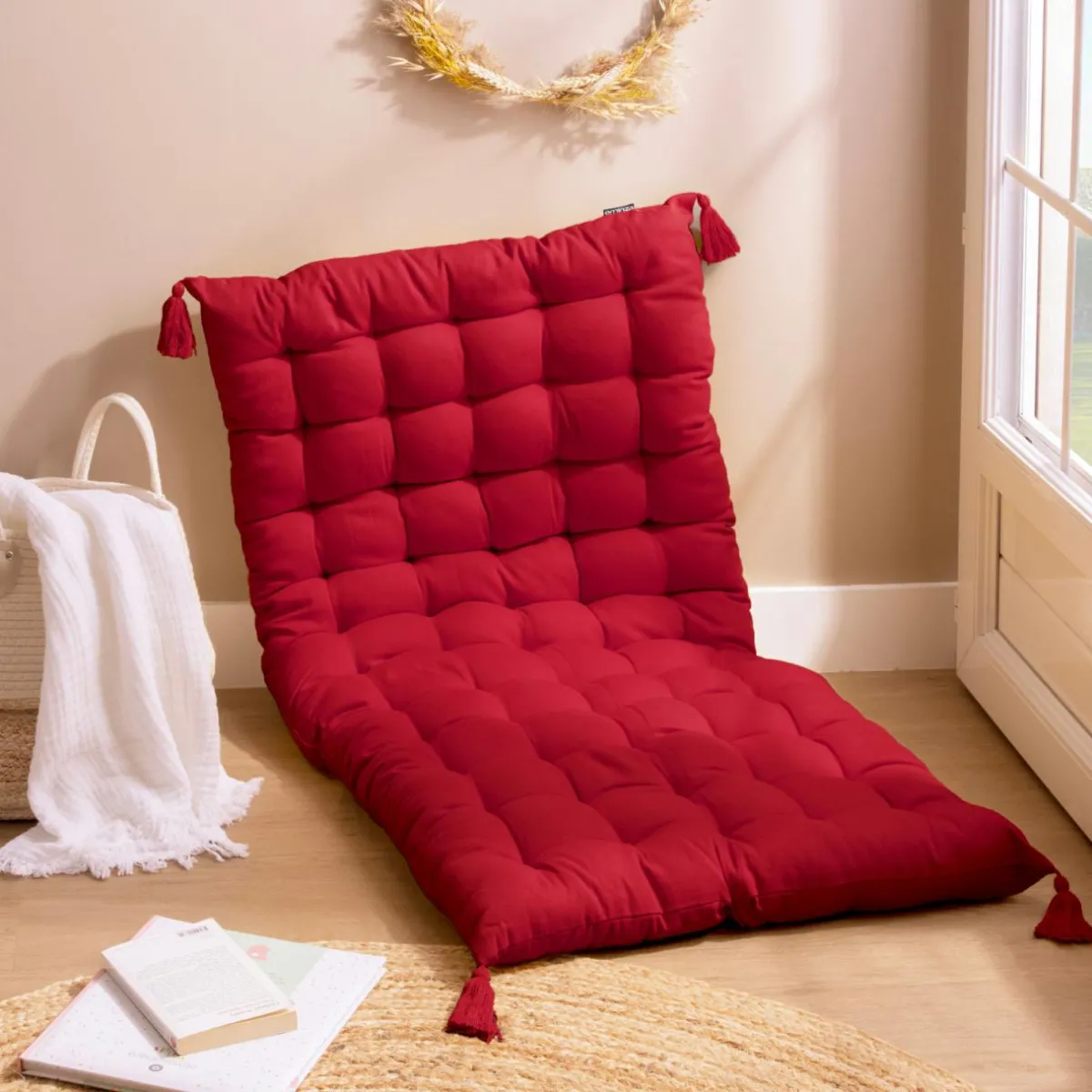 EMINZA Matelas de sol coton (120 x 60 cm) Pixel Rouge Sale